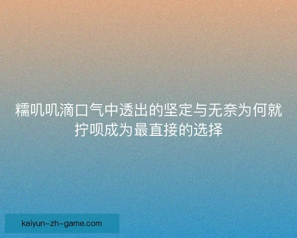糯叽叽滴口气中透出的坚定与无奈为何就拧呗成为最直接的选择